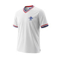 Archive Football Chelsea 1981-84 away retro jersey in white with red and blue v-neck trim and embroidered CFC crest