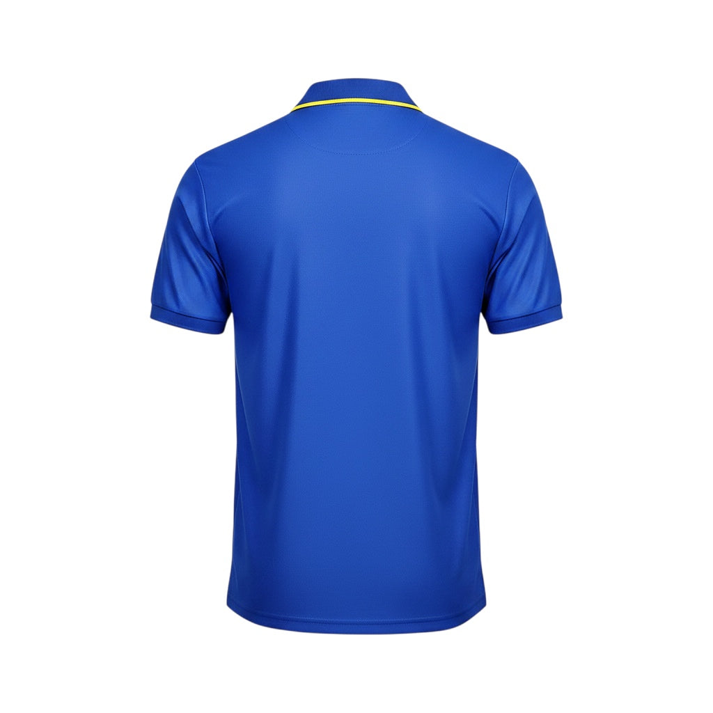 Archive Football Chelsea 1995/97 retro home jersey in blue with yellow collar trim, back view