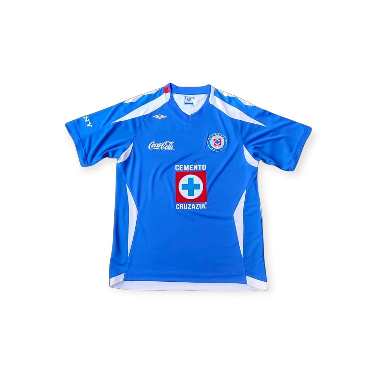 Archive Football Cruz Azul 2008 home retro jersey in blue with embroidered crest and classic sponsor logos