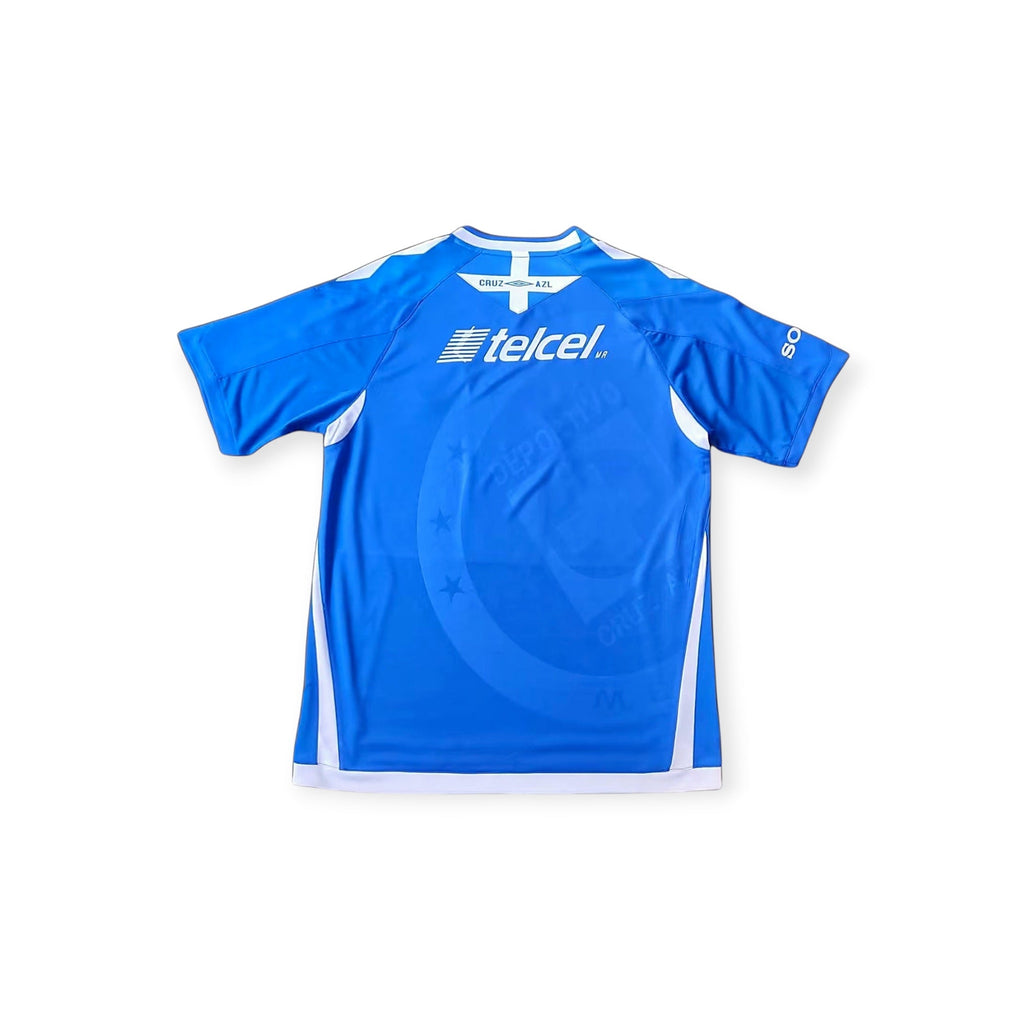 Archive Football Cruz Azul 2008 retro home jersey in blue with white accents and Telcel sponsor logo on the back
