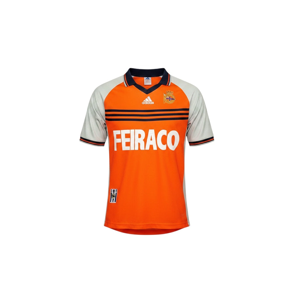 Archive Football Deportivo La Coruna 1998/99 retro third jersey in orange and white with embroidered team crest