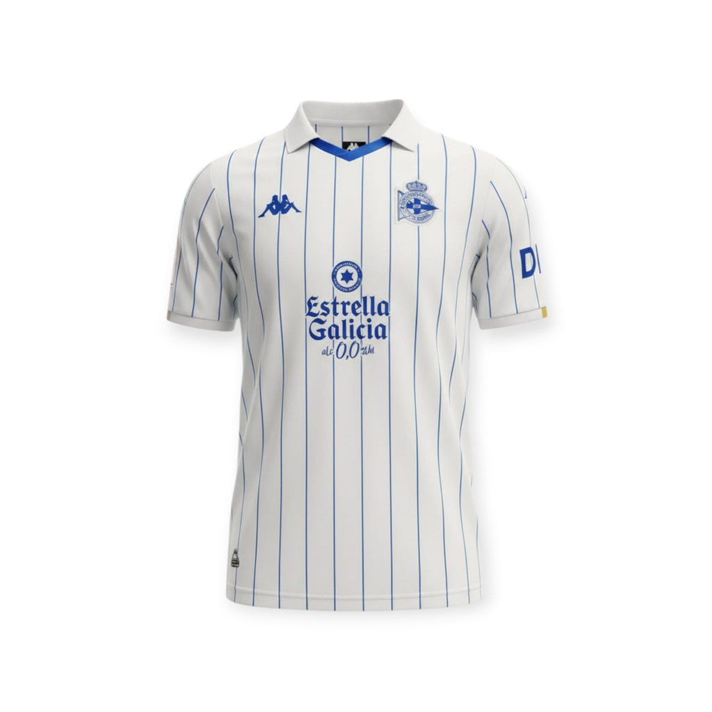 Archive Football Deportivo de La Coruña 2026/2027 retro jersey in white with blue pinstripes and team emblem