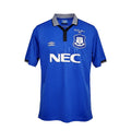 Archive Football Everton 1995 retro soccer jersey in blue with embroidered crest, NEC sponsor, and striped collar