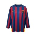 Archive Football FC Barcelona 2005/06 long sleeve retro jersey in classic blue and red stripes with embroidered crest