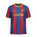Archive Football FC Barcelona 2010/11 home jersey in iconic red and blue stripes with yellow trim and sponsor logo