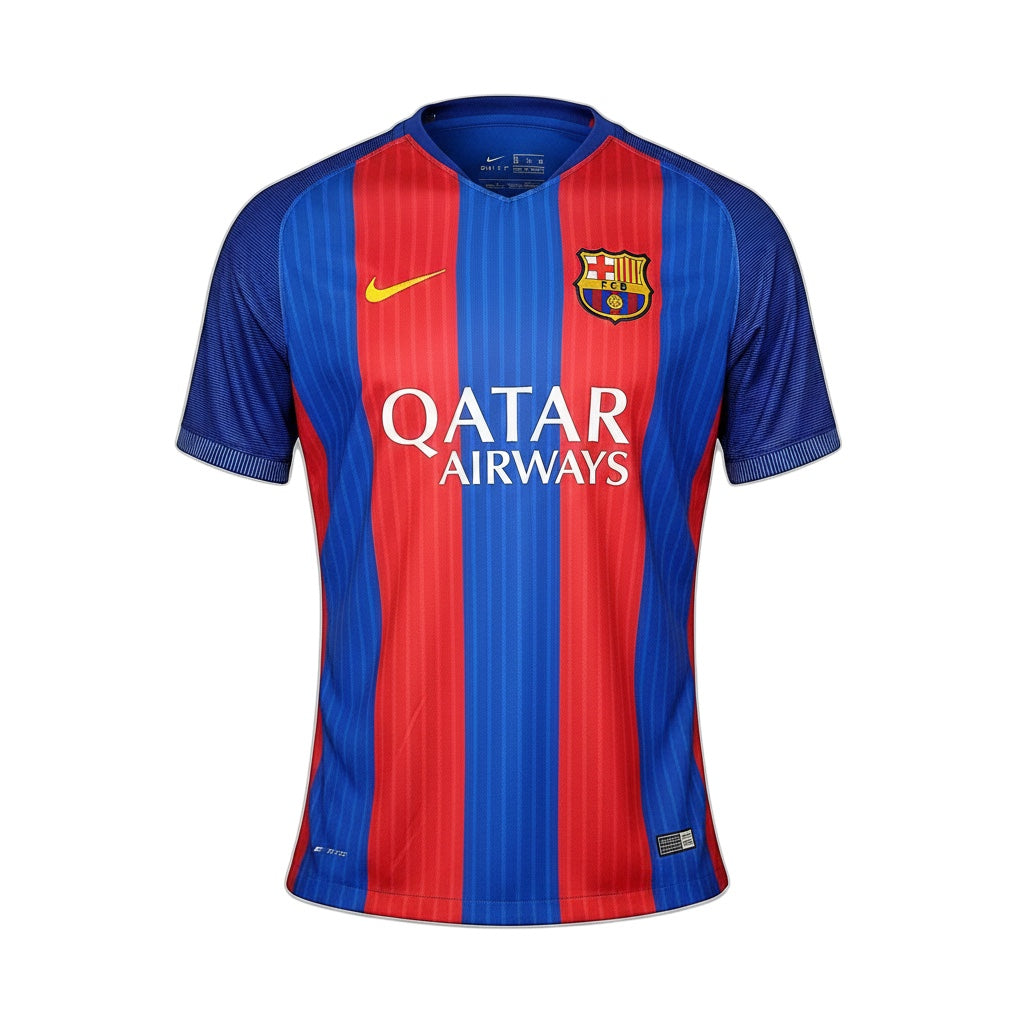 Archive Football FC Barcelona 2016/17 home jersey in iconic blue and red vertical stripes with embroidered crest