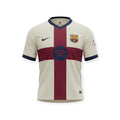 Archive Football FC Barcelona 2026/2027 fourth jersey in cream with a maroon cross design and navy blue accents.