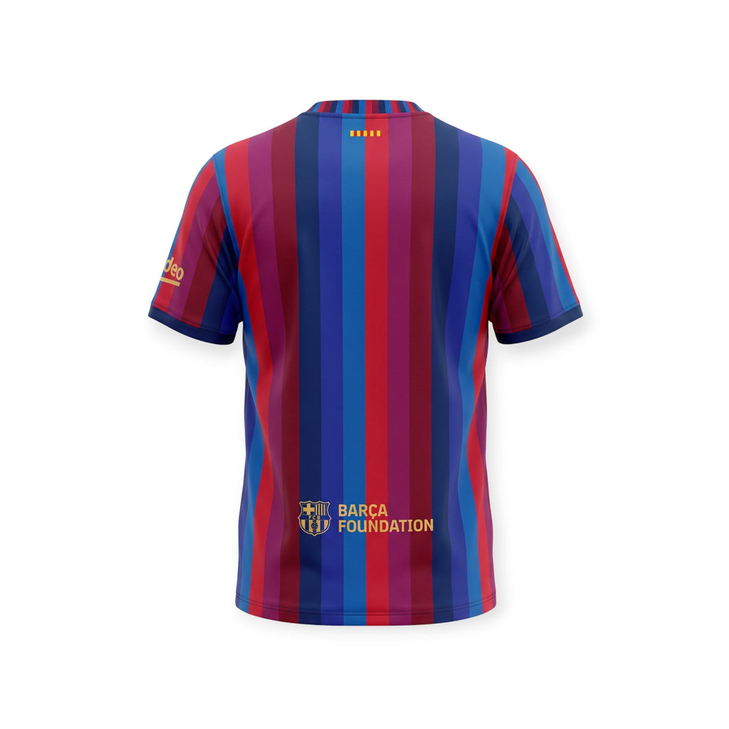 Back view of Archive Football FC Barcelona 2026/2027 home jersey with blue and red stripes and Barca Foundation logo