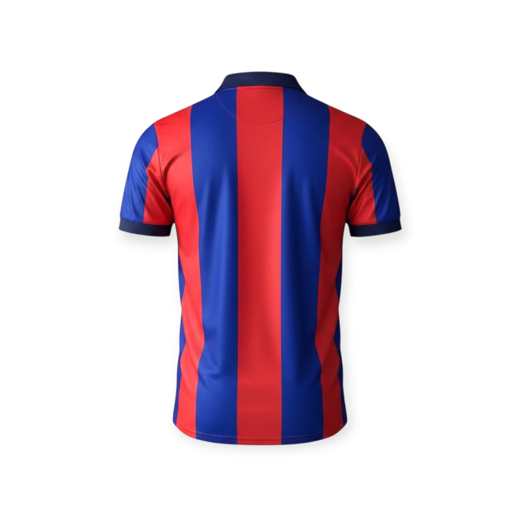 Archive Football FC Barcelona 2026/2027 special edition jersey, back view featuring red and blue vertical stripes.