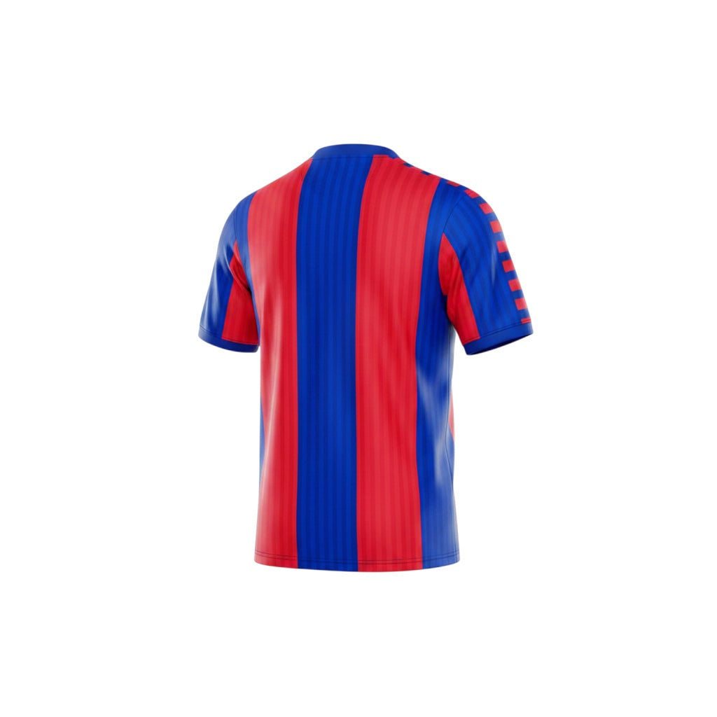 Back view of the Archive Football FC Barcelona 1989/92 retro home jersey in classic blue and red vertical stripes