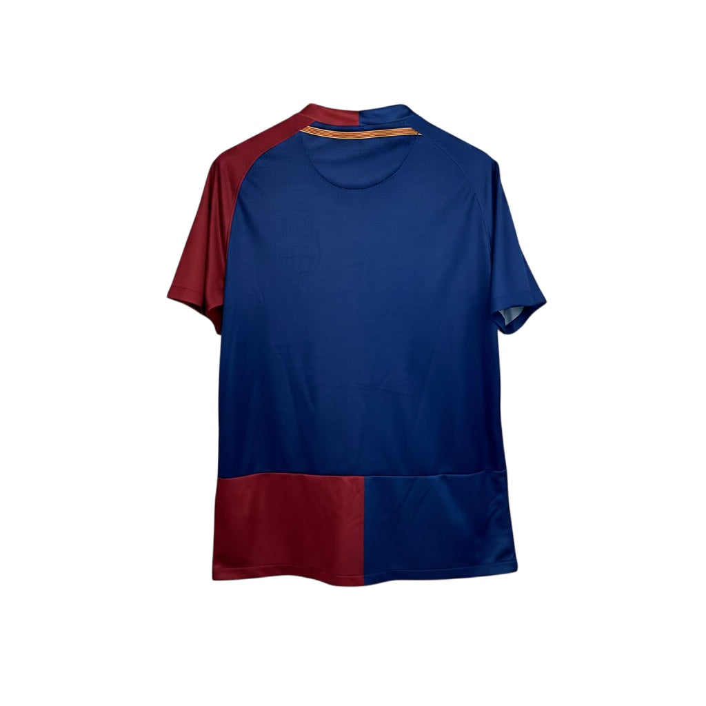 Archive Football FC Barcelona 2008/09 retro home jersey in blue and maroon breathable polyester, back view.