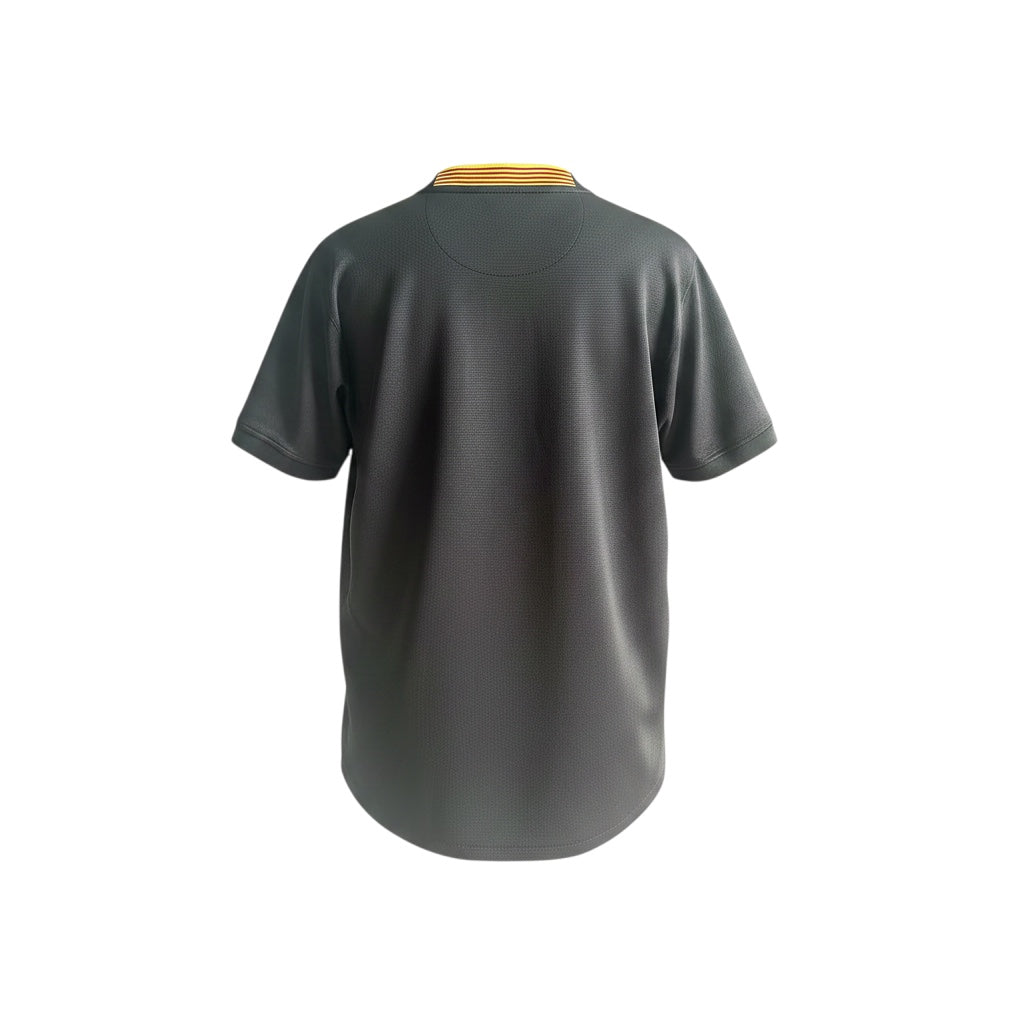 Archive Football FC Barcelona 2013/14 retro home jersey back view in dark grey breathable polyester