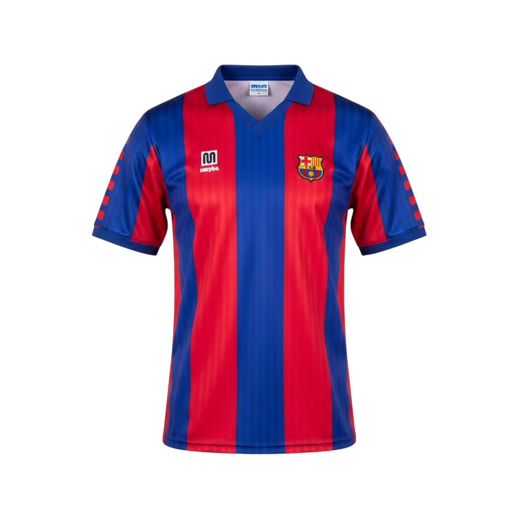 Archive Football FC Barcelona 1989/92 retro home jersey in classic red and blue stripes with embroidered crest