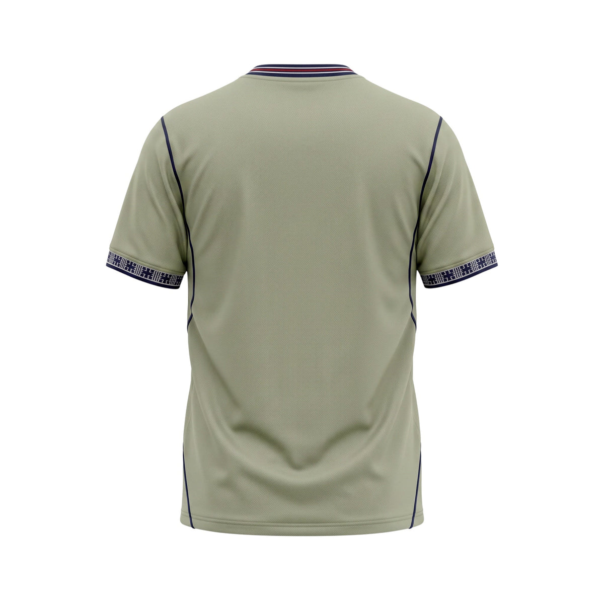 Archive Football FC Barcelona 2026/2027 special edition jersey in sage green with patterned sleeve cuffs, back view.
