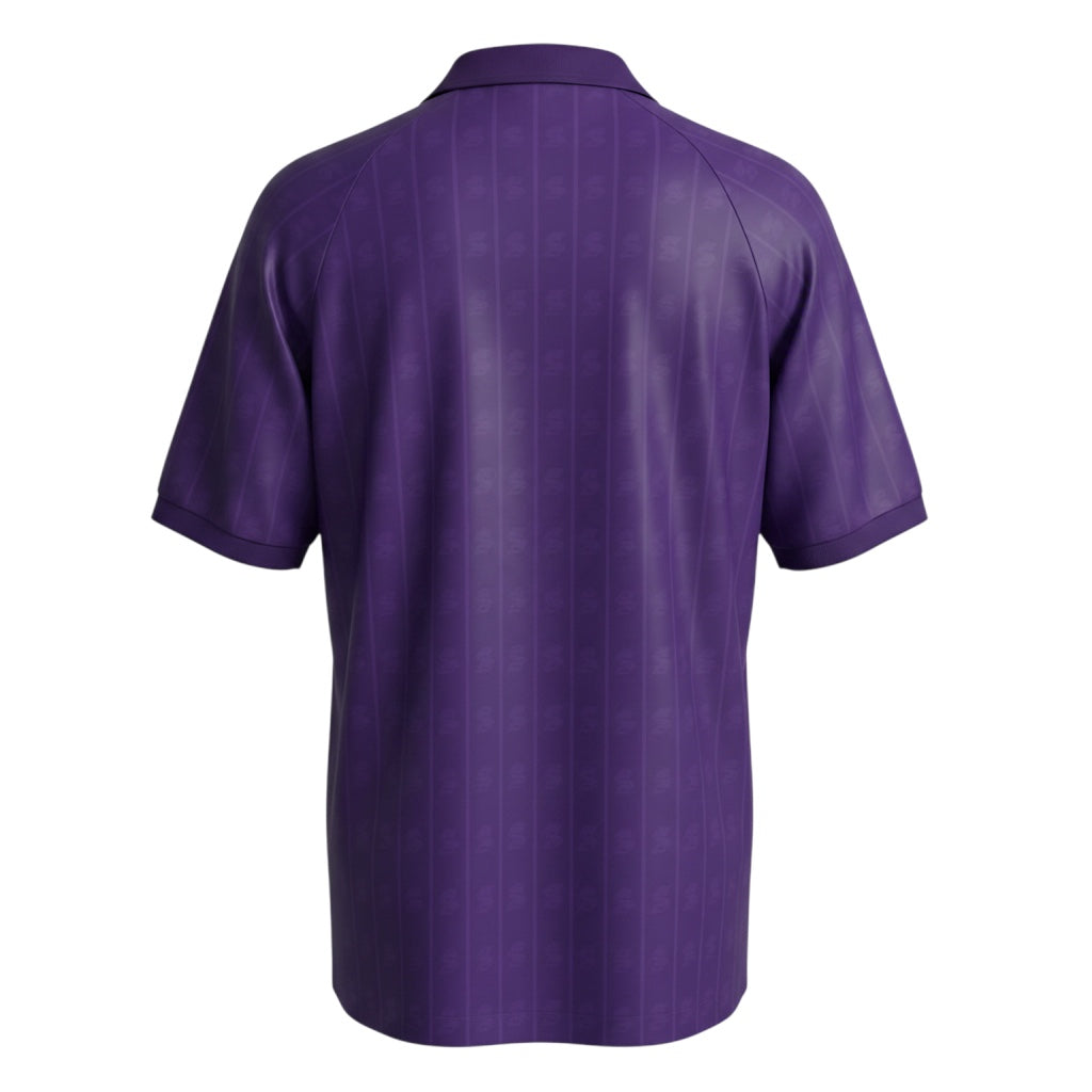 Back view of the Archive Football Fiorentina 1989/90 retro home jersey in classic purple with subtle vertical stripes