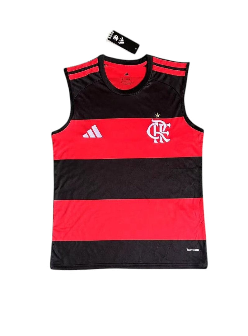 Archive Football Flamengo 2026/27 home training vest in iconic red and black horizontal stripes with white logos.