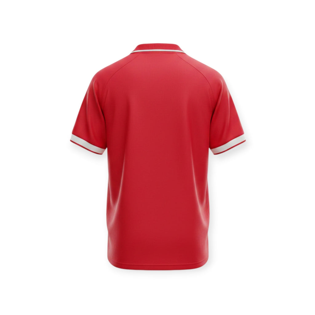 Back view of Archive Football Granada CF 2026/2027 retro jersey in red with white collar and sleeve trim details.