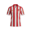 Archive Football Granada CF 2026/2027 retro jersey featuring red and white vertical stripes and gold logo details.