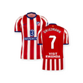 Archive Football Griezmann Atletico de Madrid 2026/27 home jersey with red and white stripes and player details.
