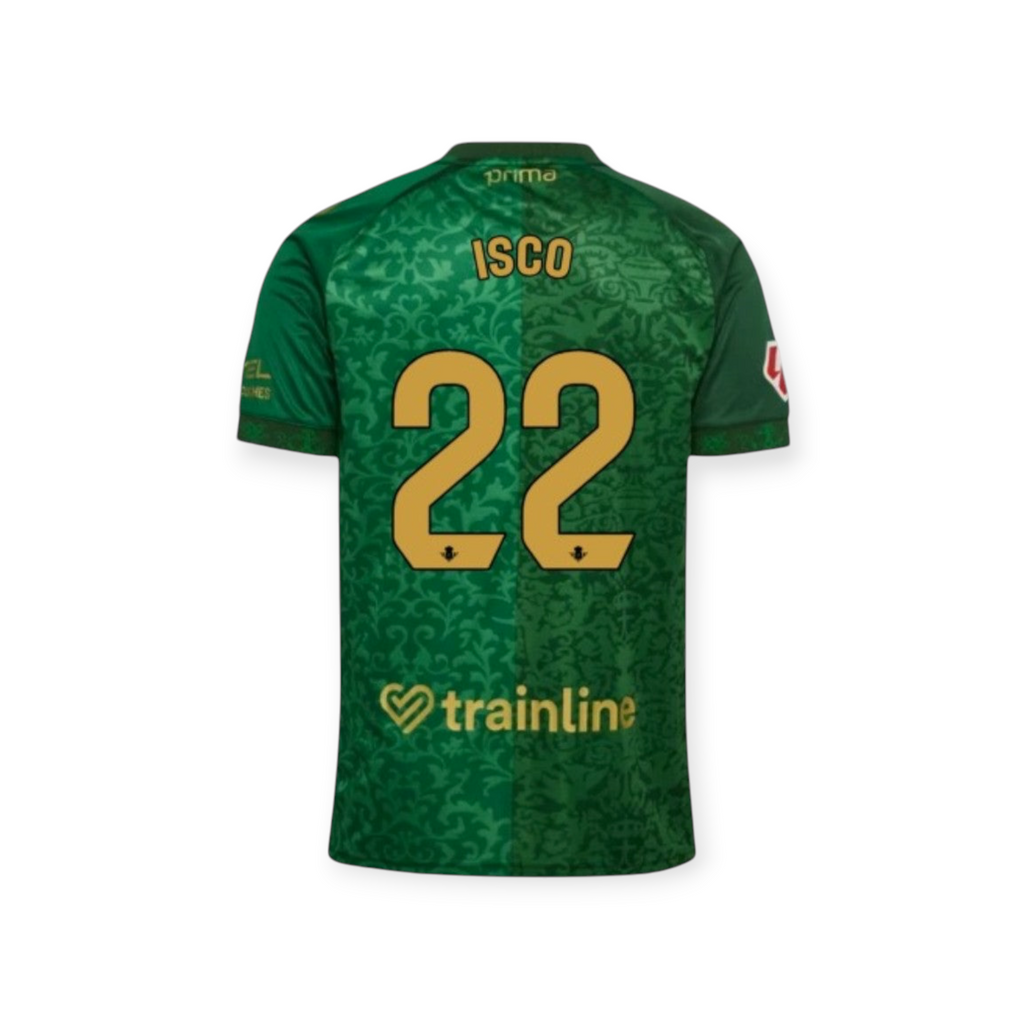 Archive Football Isco Real Betis 2026/27 away jersey in green with gold player name and number 22 on the back