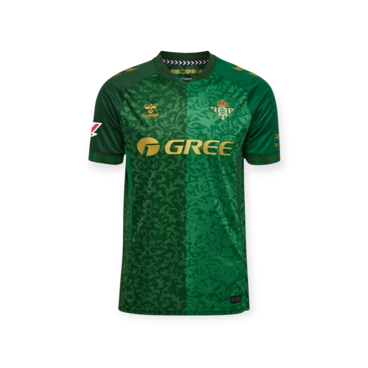 Archive Football Isco Real Betis 2026/27 away jersey in green with gold accents and intricate floral pattern