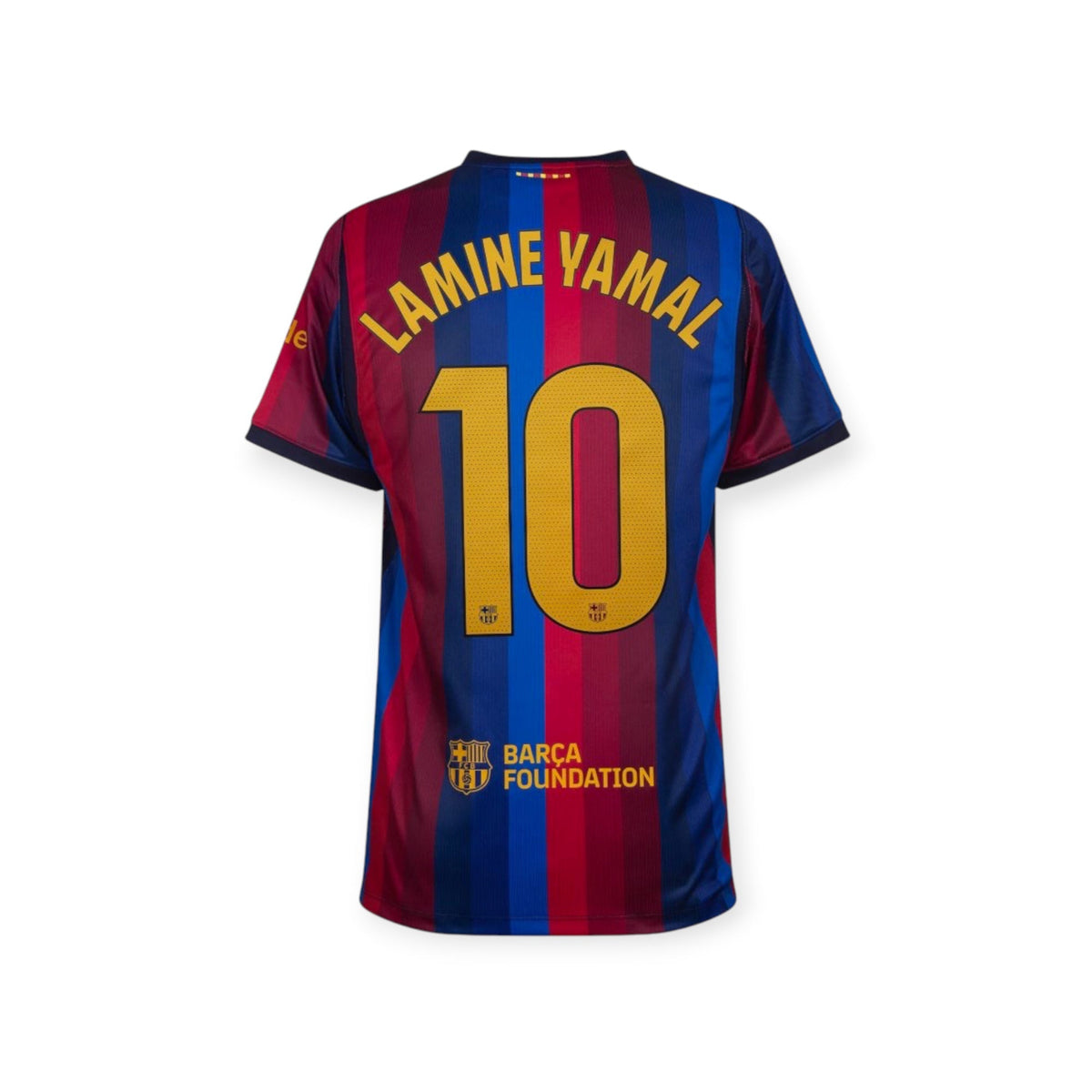 Archive Football Lamine Yamal FC Barcelona 2026/27 home jersey with number 10 in blue and red striped polyester