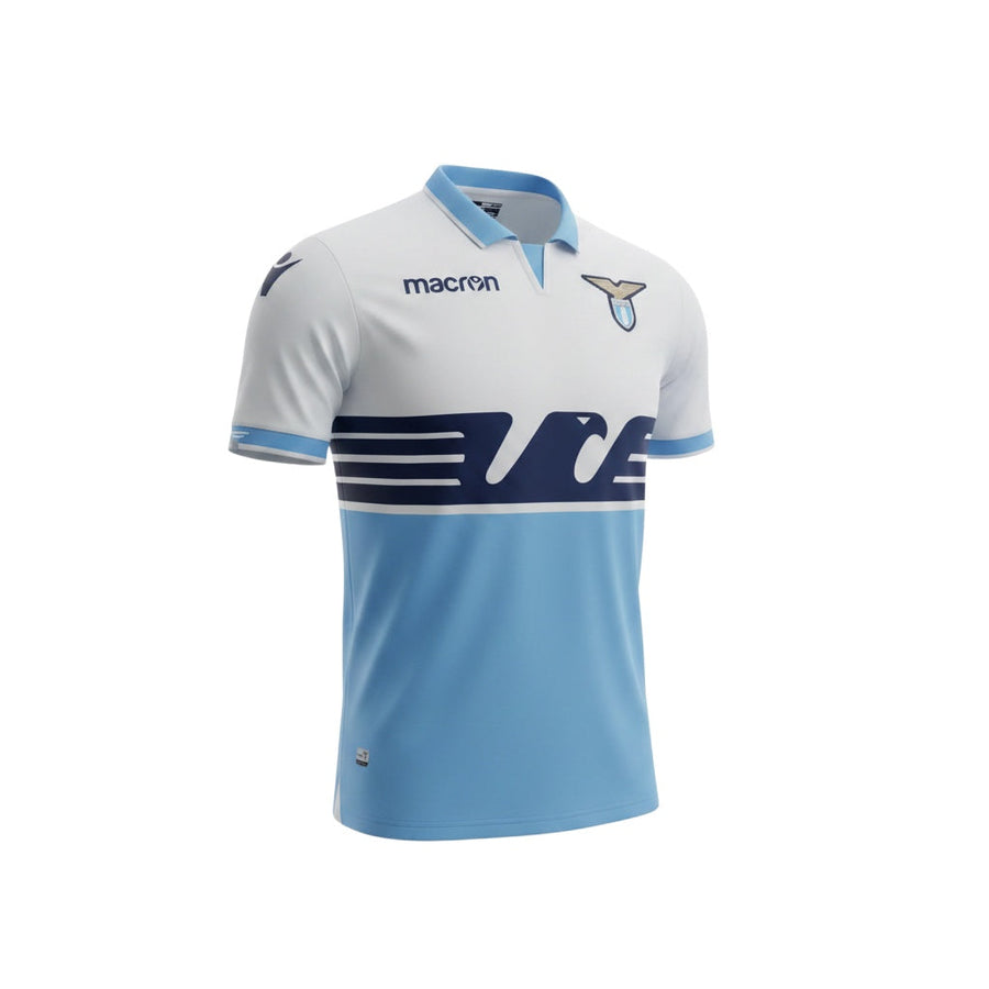Archive Football Lazio 2018 retro home jersey in sky blue and white with embroidered crest and classic collar