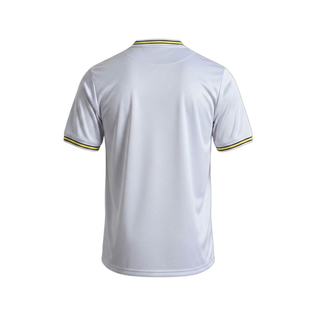 Back view of the Archive Football Leeds United 1998-2000 retro home jersey in white with yellow and blue trim.
