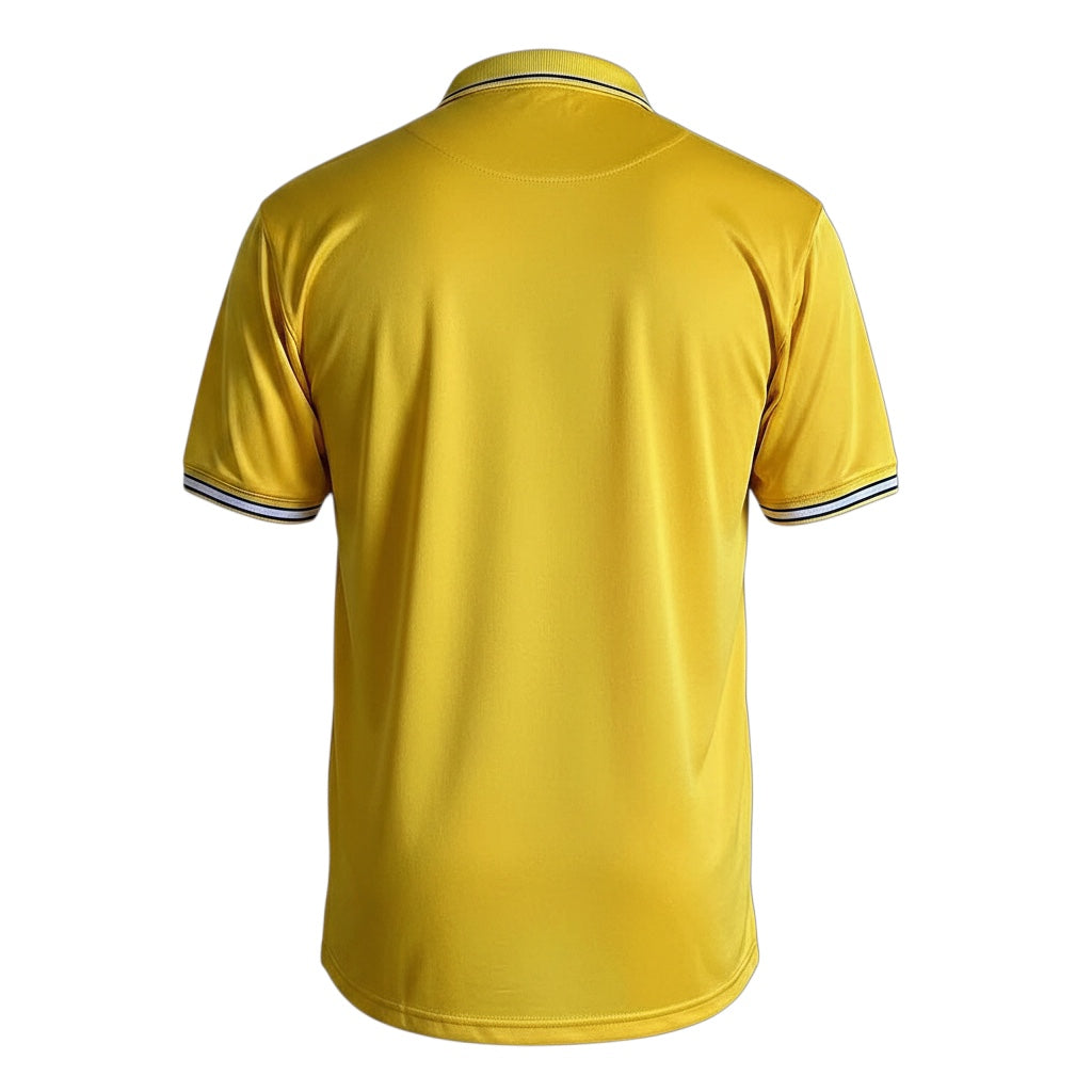Archive Football Leeds United 1996/98 retro away jersey in yellow with a polo collar, back view