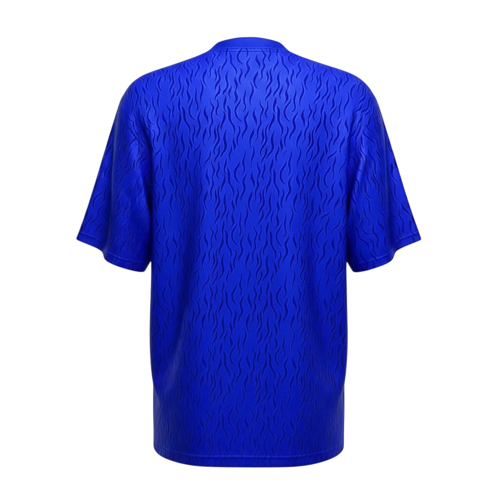 Back view of the Archive Football Leicester City 1992/94 retro home jersey in blue with a textured wave pattern.