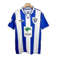 Archive Football Malaga 2005/06 home retro jersey in blue and white stripes with embroidered crest and sponsor logo