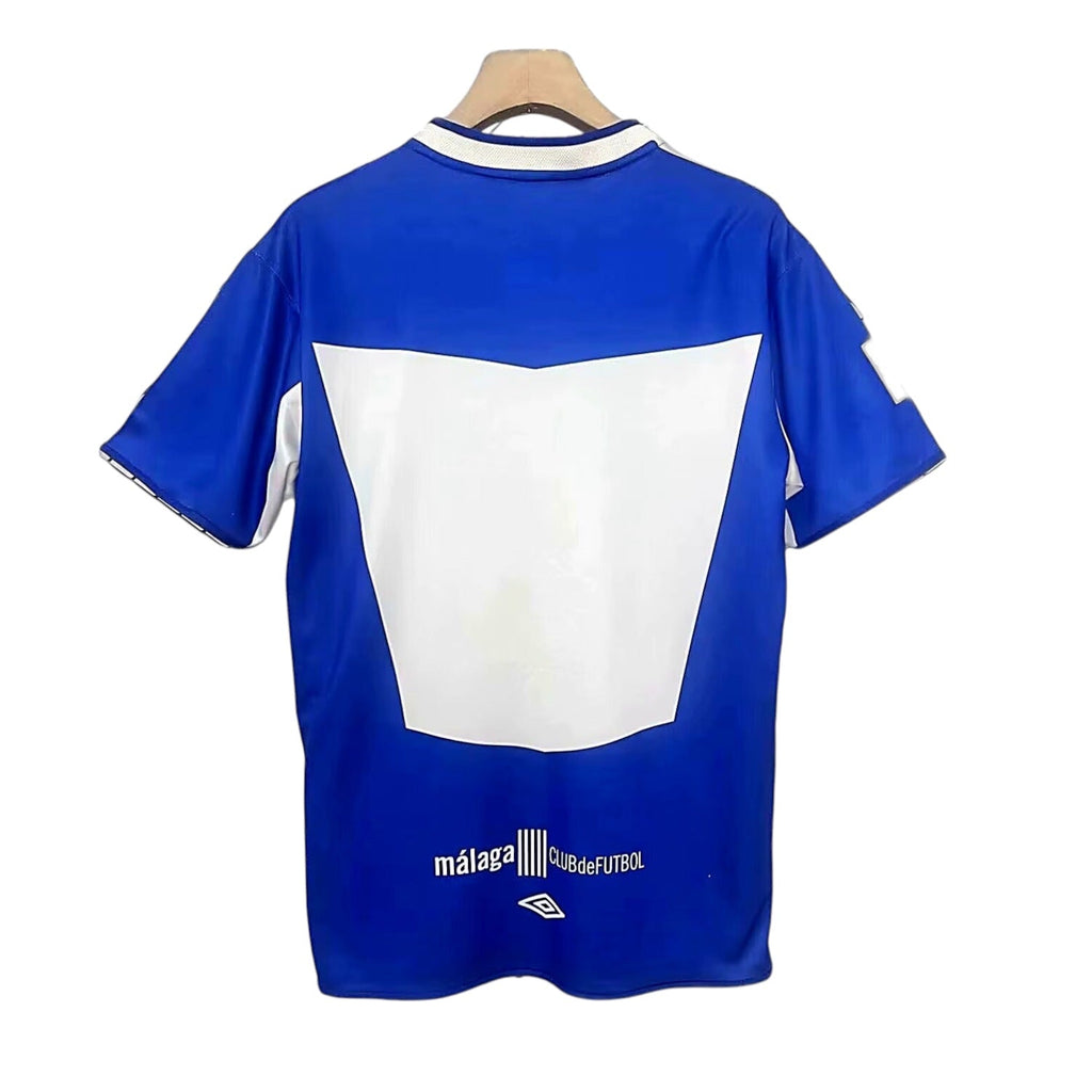 Back view of Archive Football Malaga 2005/06 home retro jersey in blue and white breathable polyester