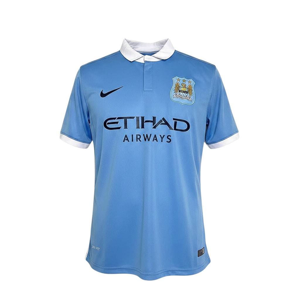 Archive Football Manchester City 2015/16 home retro jersey in sky blue with white collar and embroidered club crest
