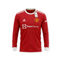 Archive Football Manchester United 2021/22 long sleeve red jersey with white trim and embroidered club crest