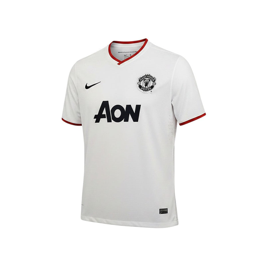 Camiseta retro Archive Football del Manchester United 2012/14, tercera equipación blanca con detalles en rojo y negro