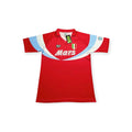 Archive Football Napoli 1990/91 away retro jersey in red with white and light blue accents and Mars sponsor logo