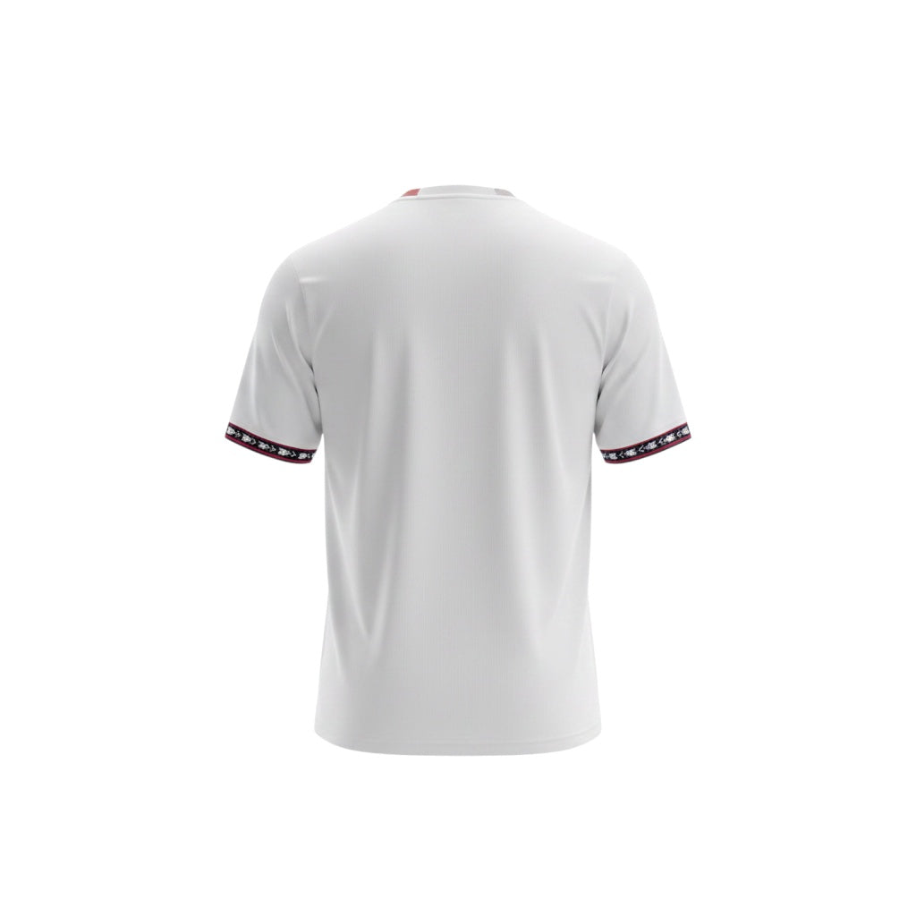 Archive Football Napoli 2026/27 special edition white soccer jersey, back view with patterned sleeve cuffs.