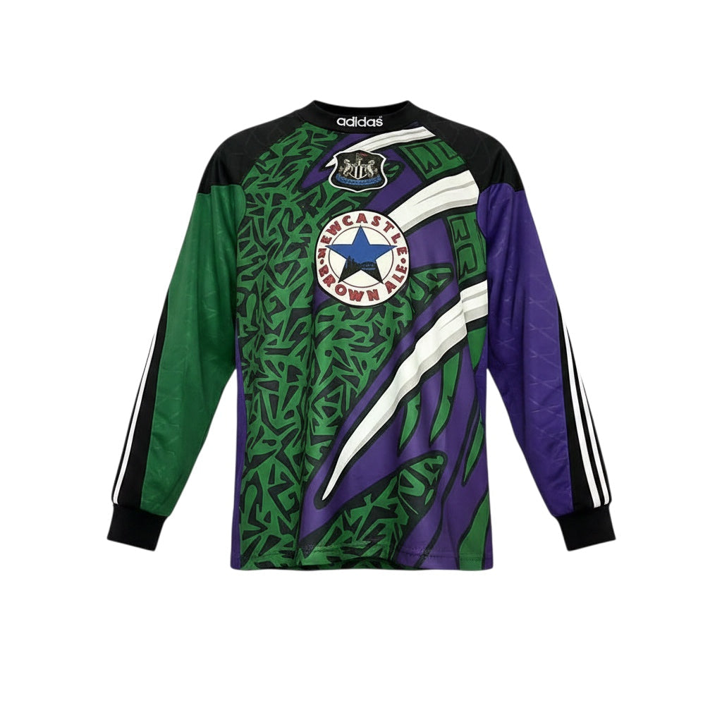 Archive Football Newcastle United 1995/96 retro goalkeeper jersey in green and purple with iconic graphic print
