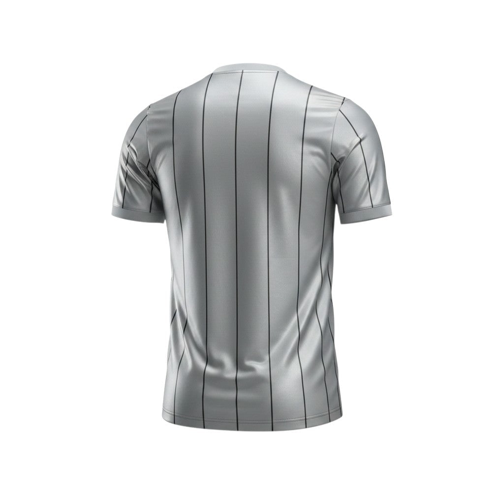 Vista trasera de la camiseta retro de visitante 1983/85 del Newcastle United de Archive Football en color gris plata