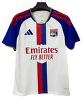 Archive Football Olympique Lyonnais 2026/27 home jersey in white with blue and red vertical stripe and team emblem