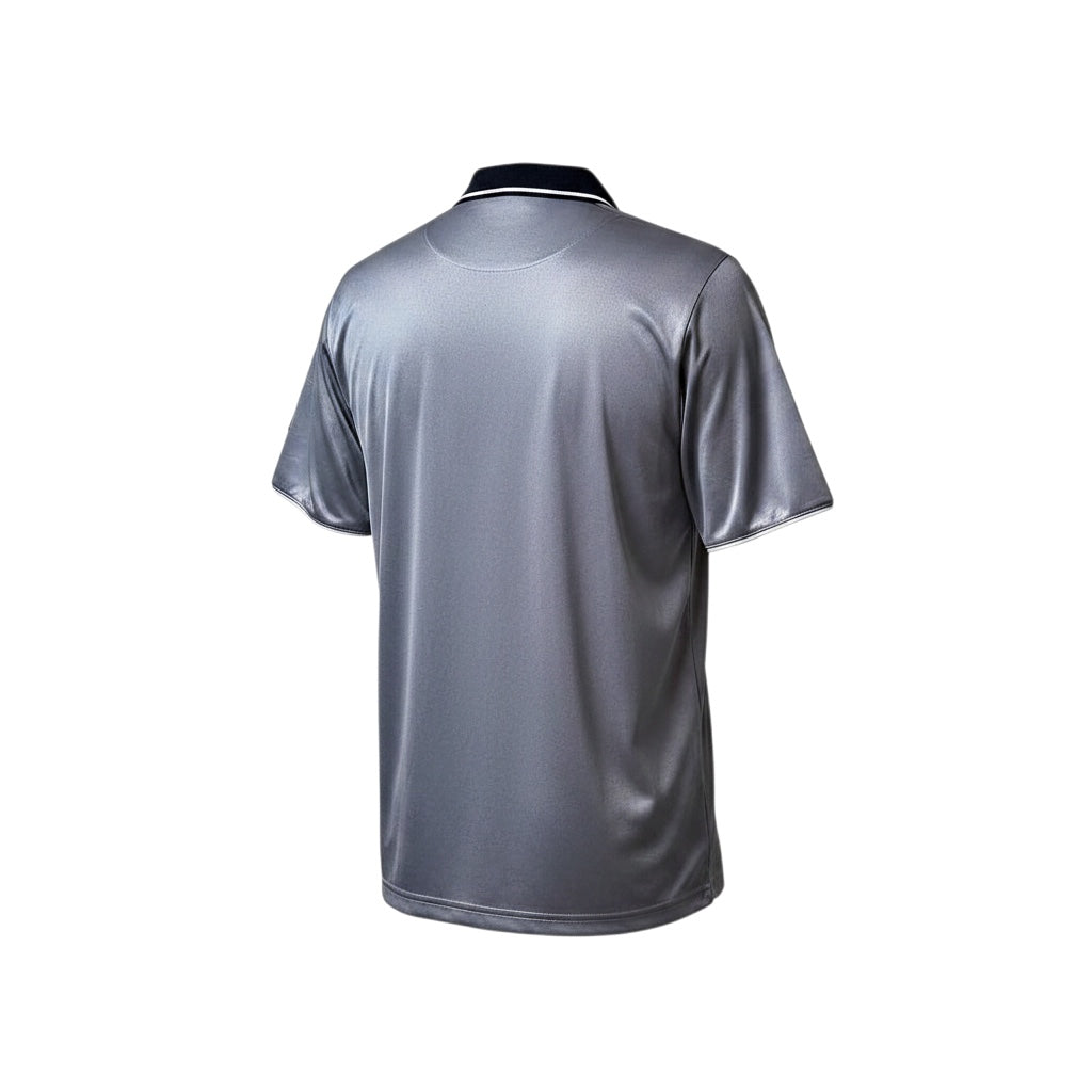 Back view of the Archive Football Paris Saint-Germain 2000 away retro jersey in grey with a black collar