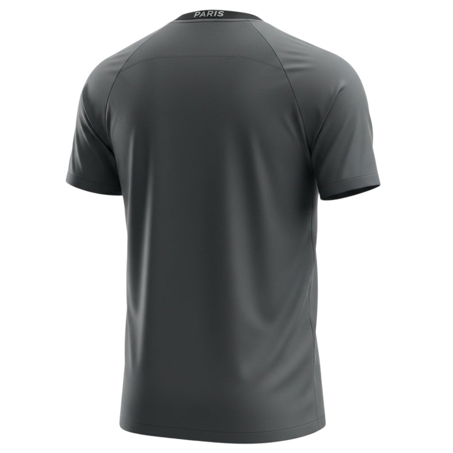 Archive Football Paris Saint-Germain 2019/20 retro jersey in dark grey, back view with Paris detail on the collar.