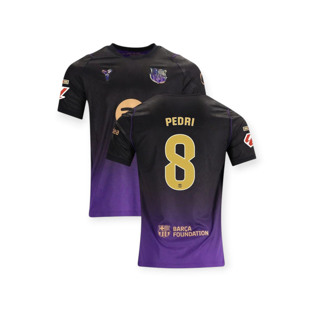Archive Football Pedri FC Barcelona 2026/27 away jersey in black and purple with player name and number 8 on back