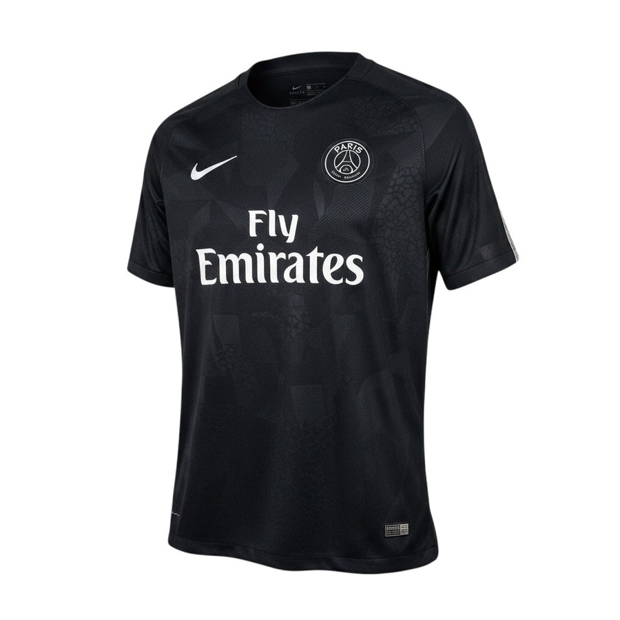 Archive Football Paris Saint-Germain 2017/18 third retro jersey in black with white sponsor and embroidered crest