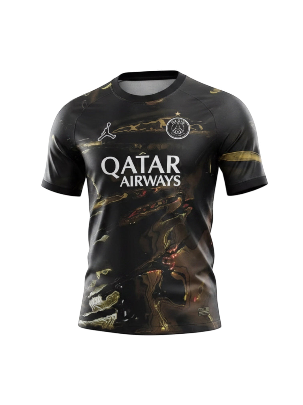 Archive Football Paris Saint-Germain 2026/27 fifth jersey in black with gold marble pattern and team emblem