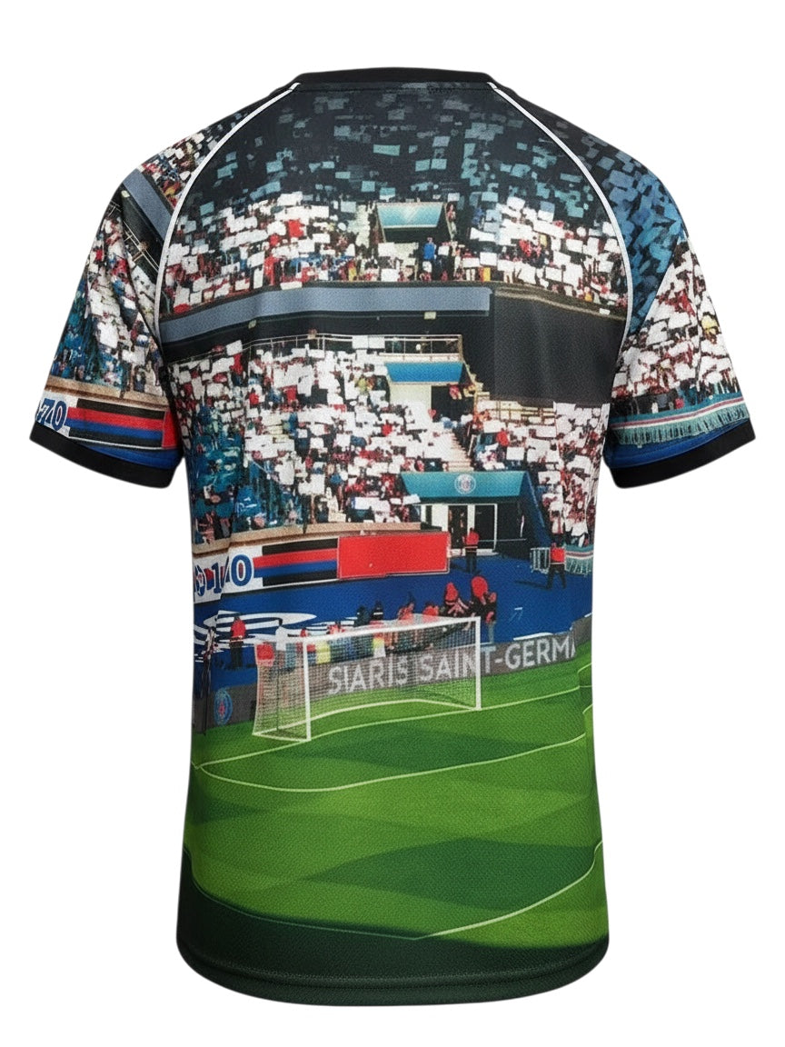 Back view of Archive Football Paris Saint-Germain 2026/27 special edition jersey featuring a stadium crowd print.