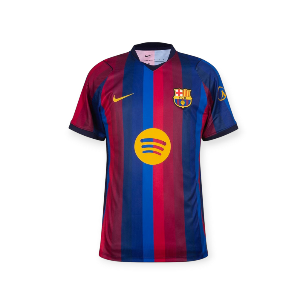 Archive Football Raphinha FC Barcelona 2026/27 home jersey in iconic blue and red stripes with team emblem.