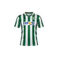 Archive Football Real Betis 1988/89 retro home jersey in green and white stripes with embroidered crest and logo
