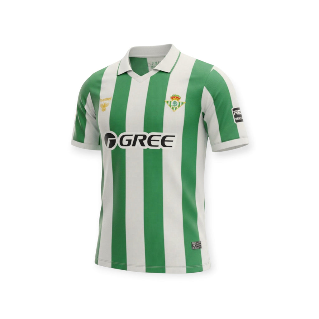 Archive Football Real Betis 2026/2027 retro jersey in iconic green and white vertical stripes with team emblem