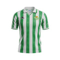 Archive Football Real Betis 1995/97 retro home jersey with green and white stripes, polo collar, and Kappa logo.
